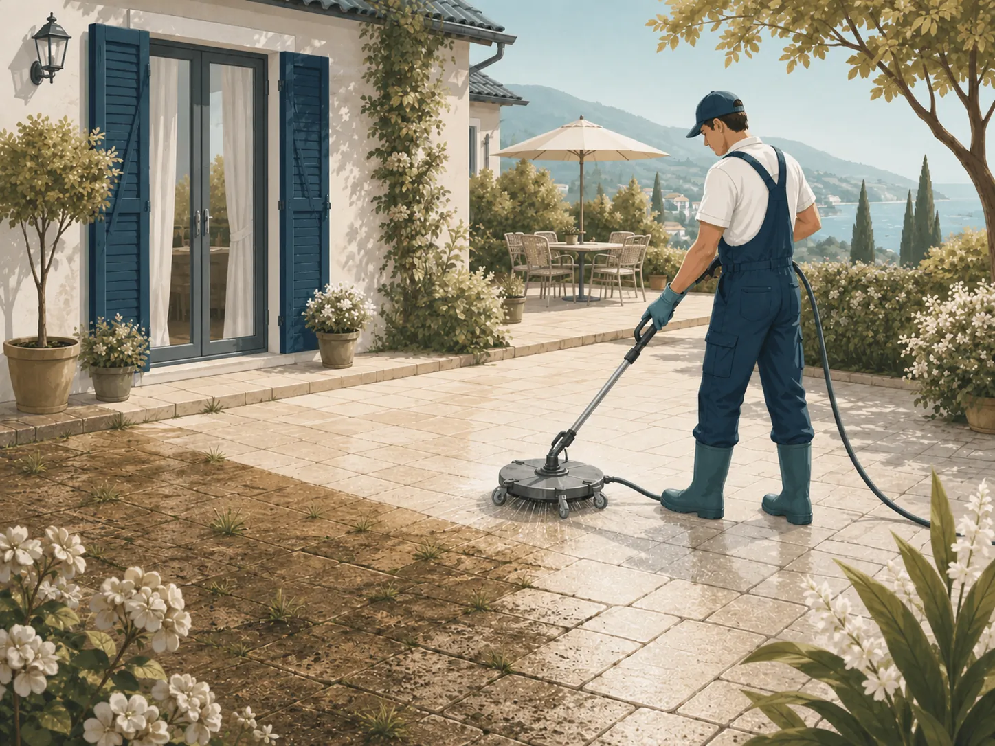 Pflastersteine und Terrasse reinigen: fit für den Sommer