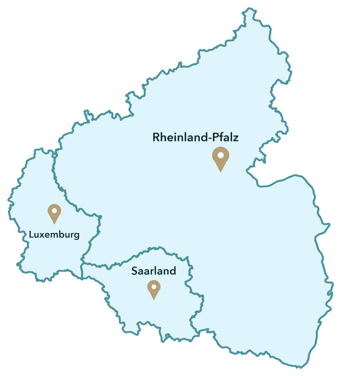 Karte: Einsatzgebiet von Top Clean – Rheinland-Pfalz, Saarland und Luxemburg